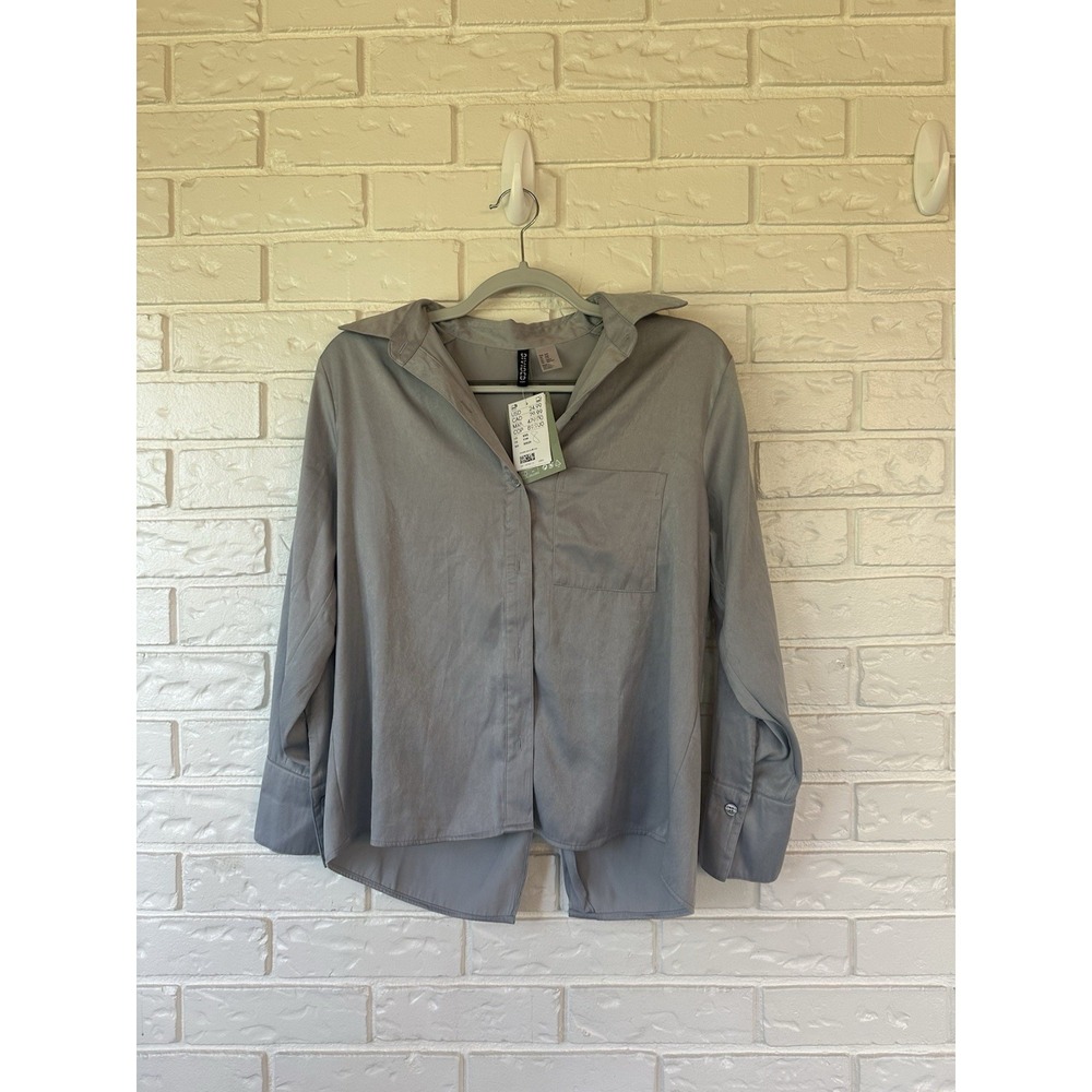 H&M Women's Divided Monica Geller Inspired Grey Button Down Shirt Xxs